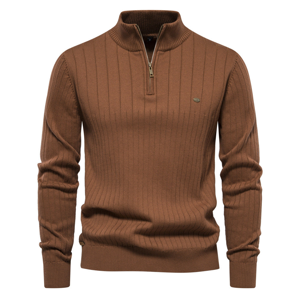 Men's Quarter Zip Sweater Slim Fit Lightweight Knitted Mock Neck Pullover Casual Polo Sweaters