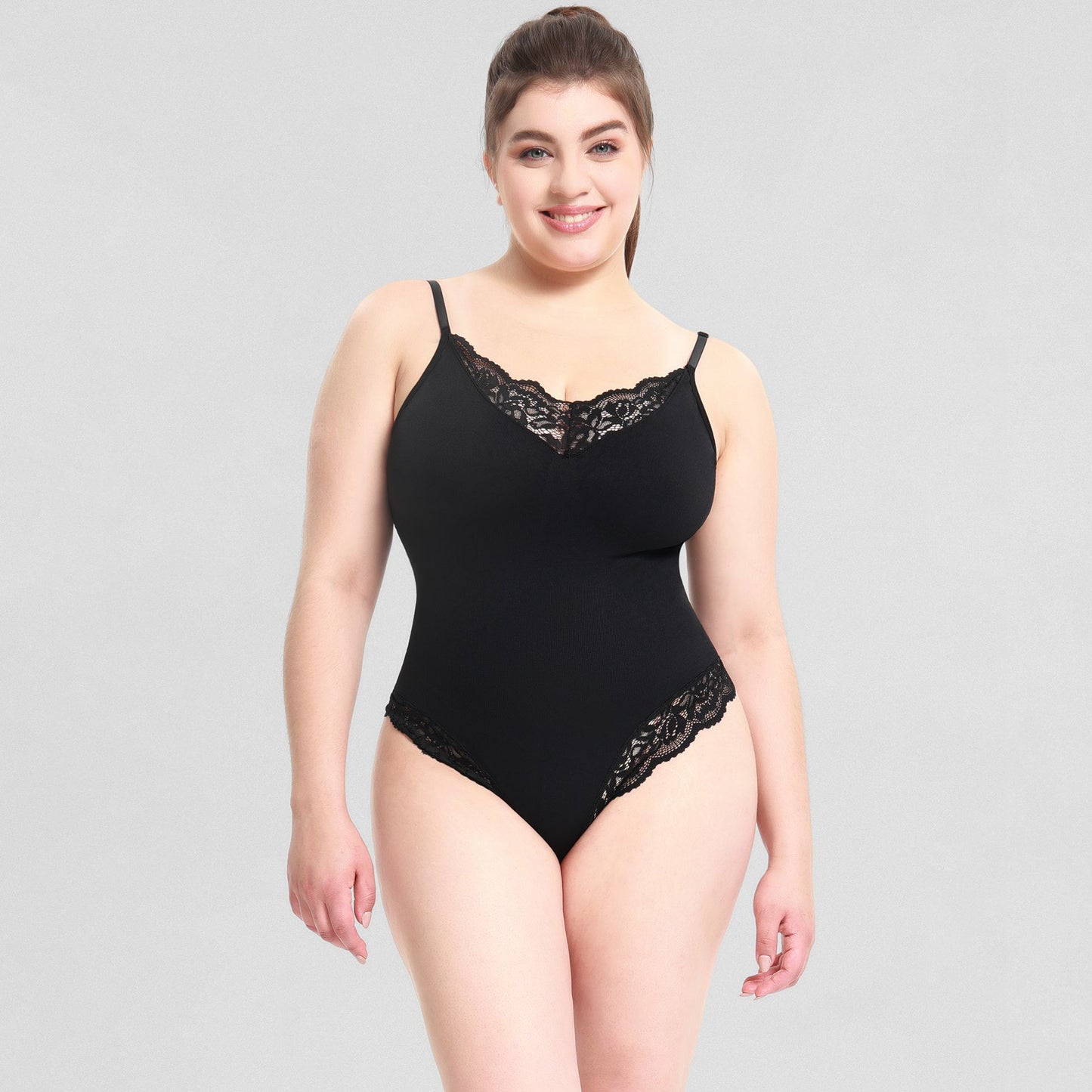 Slim bodysuit for women Patent style jumpsuit plus size lace T-shaped open-end belly contracting jumpsuit suspender shapewear