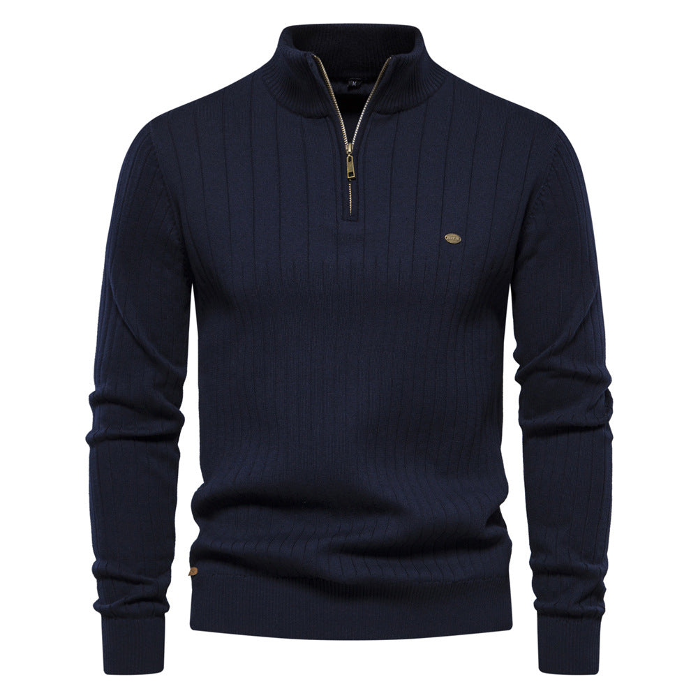 Men's Quarter Zip Sweater Slim Fit Lightweight Knitted Mock Neck Pullover Casual Polo Sweaters