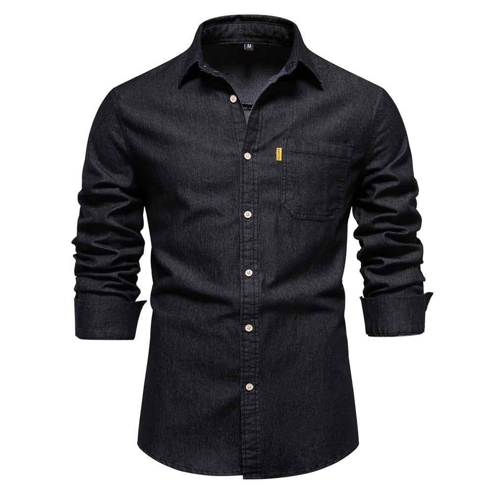 Men's Denim Casual Chambray Button Down Shirts Long Sleeve Lightweight