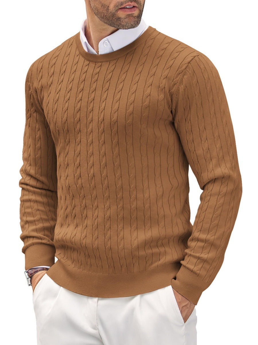 Men's knitted sweater with twisted lapel and warm loose design M-4XL