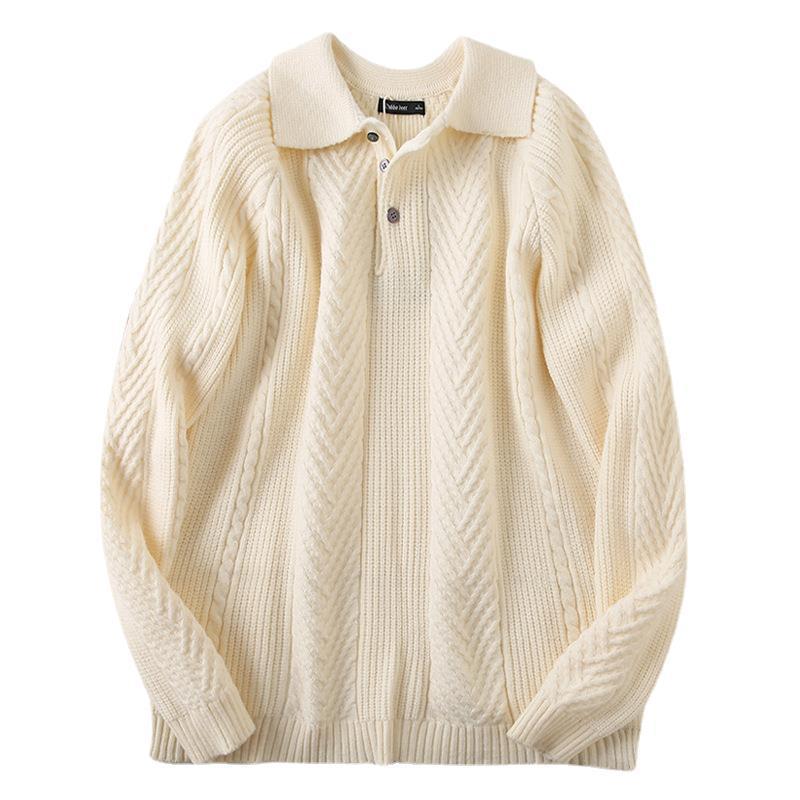 Mens Knitted Sweaters Cardigan Sweater Vintage Striped V-Neck Long Sleeve Button Down M-3XL