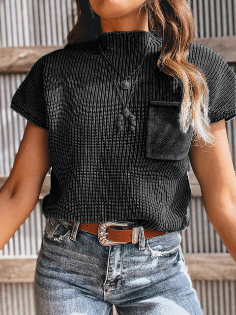 Women's Knit Sweaters: High Neck and Sleeveless Design