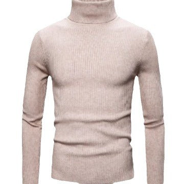 Men's knitted sweater high collar scarf collar solid color plus velvet warm large size M-3XL