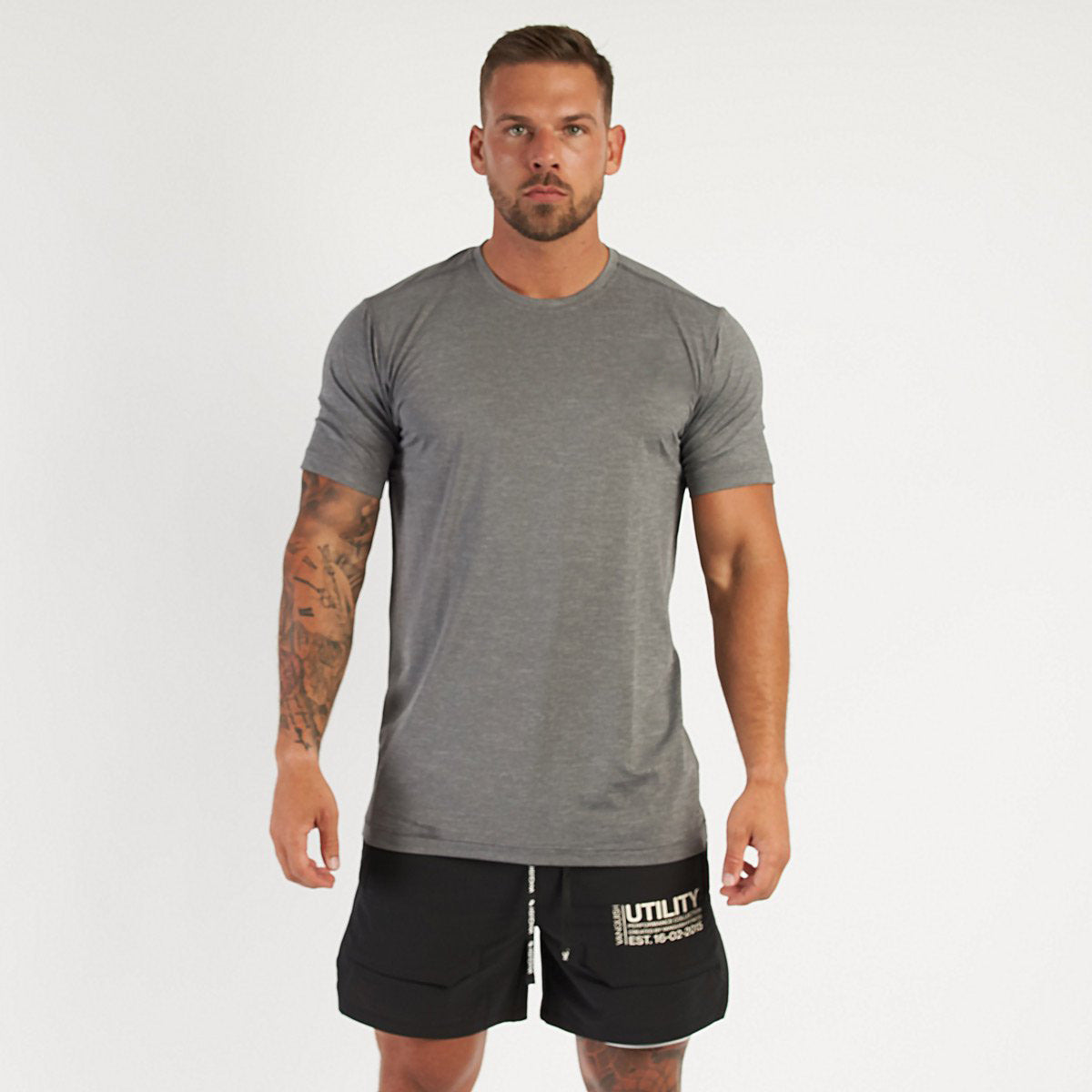 Vanquish Men's Cotton T-shirt Slim Fit Crew Neck Casual Patchwork Short Sleeve Gym Sports Training Wear