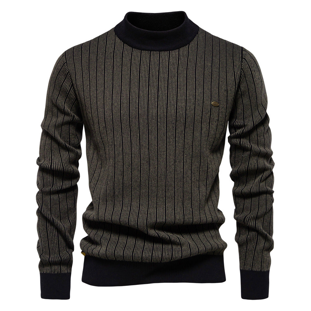 Men's Knit Sweaters Half Turtleneck Waffle Knit Pullover Raglan Sleeve Sweater