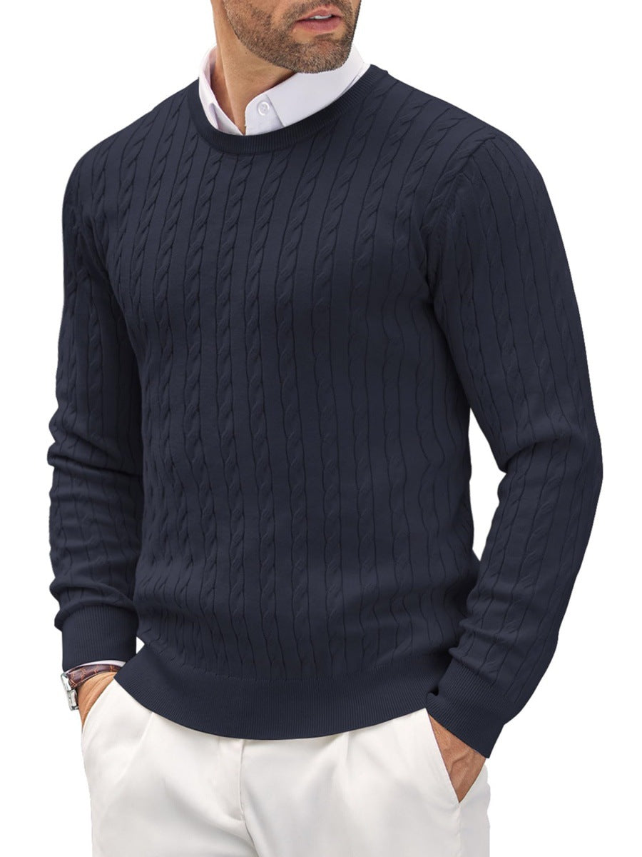 Men's knitted sweater with twisted lapel and warm loose design M-4XL