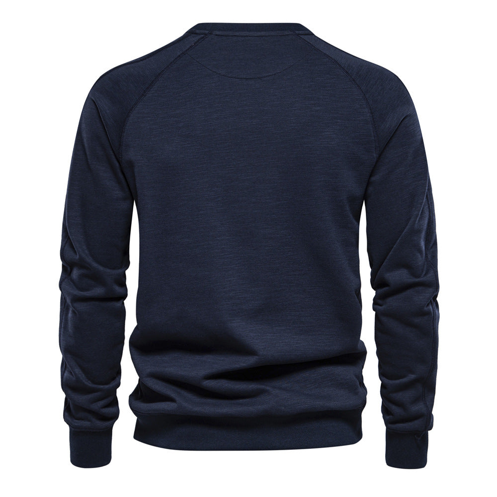 Men's crew neck sweatshirt Cotton warm trendy all-match autumn and winter S-2XL