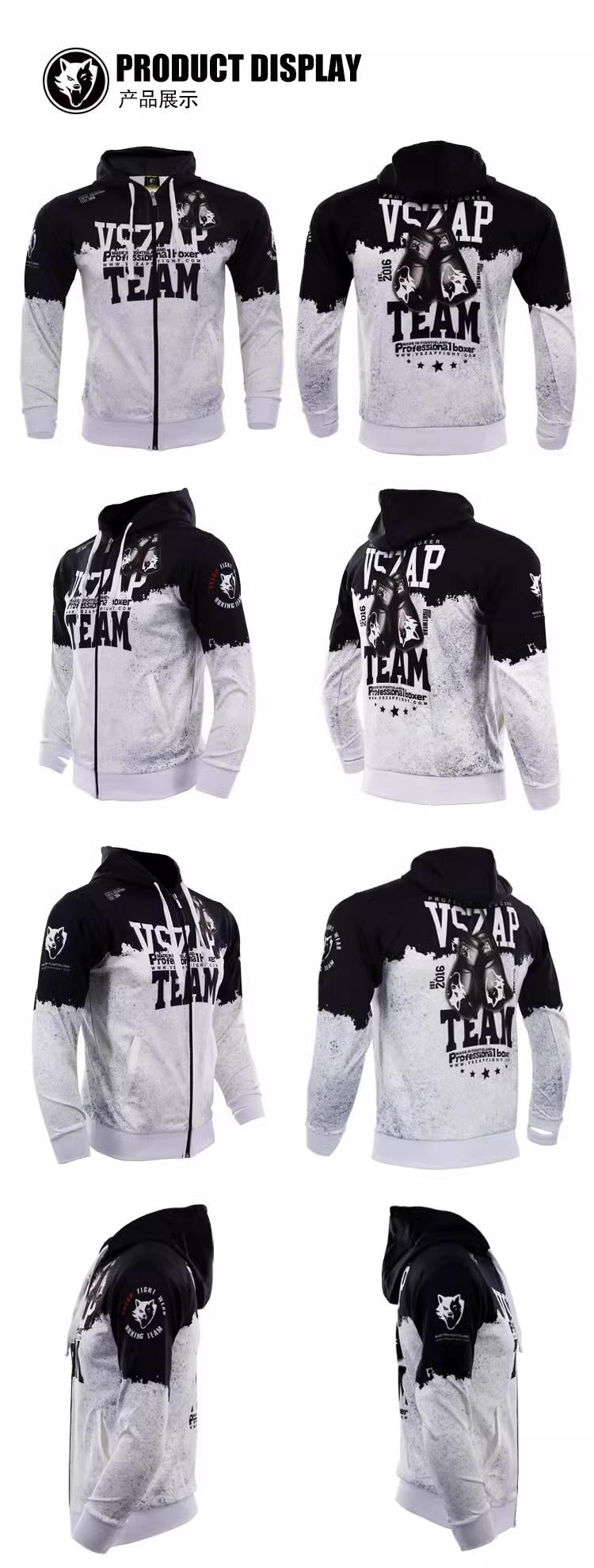 Vszap Boxing Suit Combat Training UFC Sweater Men's and Women's Muay Thai Fight Competition Quick-Drying Sports MMA Autumn Coat