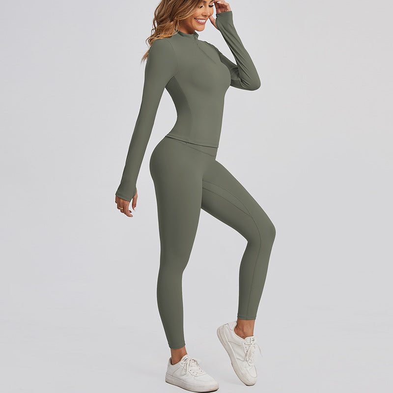 leggings For Women Sports Long Sleeve Slim-Fit Yoga Wear Sets Outdoor Running Sports Workout Clothes Suit