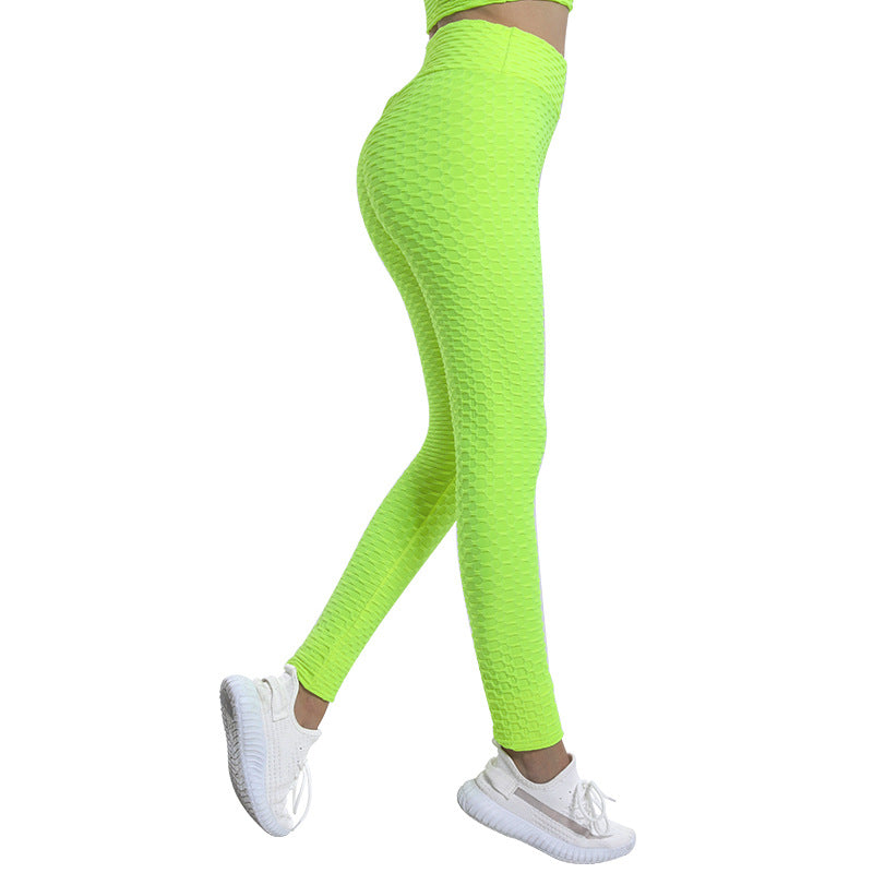 Leggings For Women Leggings Workout Elastic Sports Hip Raise High Waist Tights Breathable Jacquard plus Size Bubble Yoga Pants