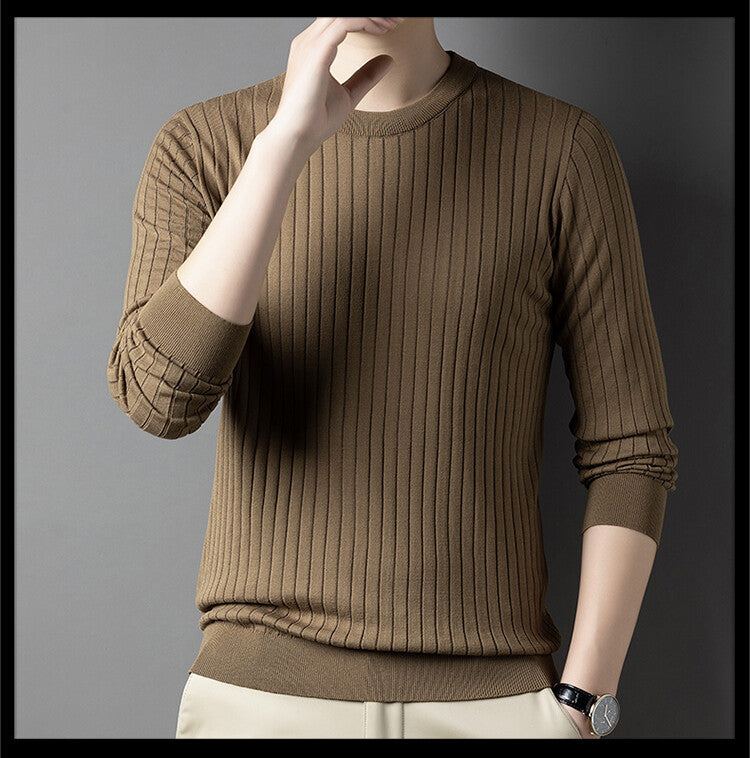 Men's Knitted Sweater Solid Color Round Neck Warm M-3XL