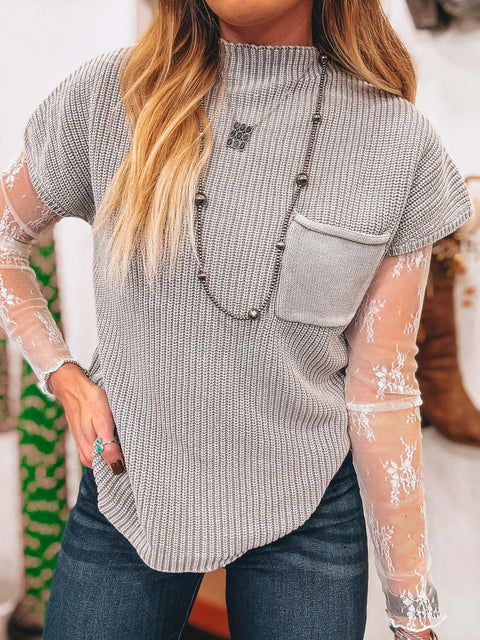 Women's Knit Sweaters: High Neck and Sleeveless Design