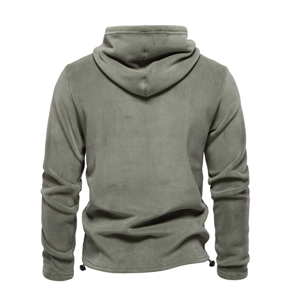 Men's hooded sweatshirt Polar fleece warm trendy all-match men's sweatshirt autumn and winter S-2XL