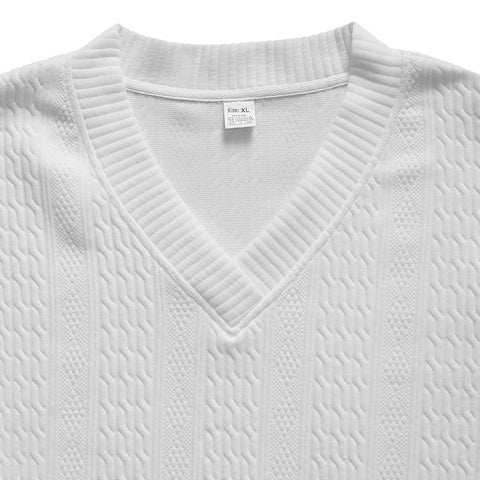 Men's Sweatshirt - New Casual Long Pants V-neck Versatile Jacquard Knit Sweater Autumn Set