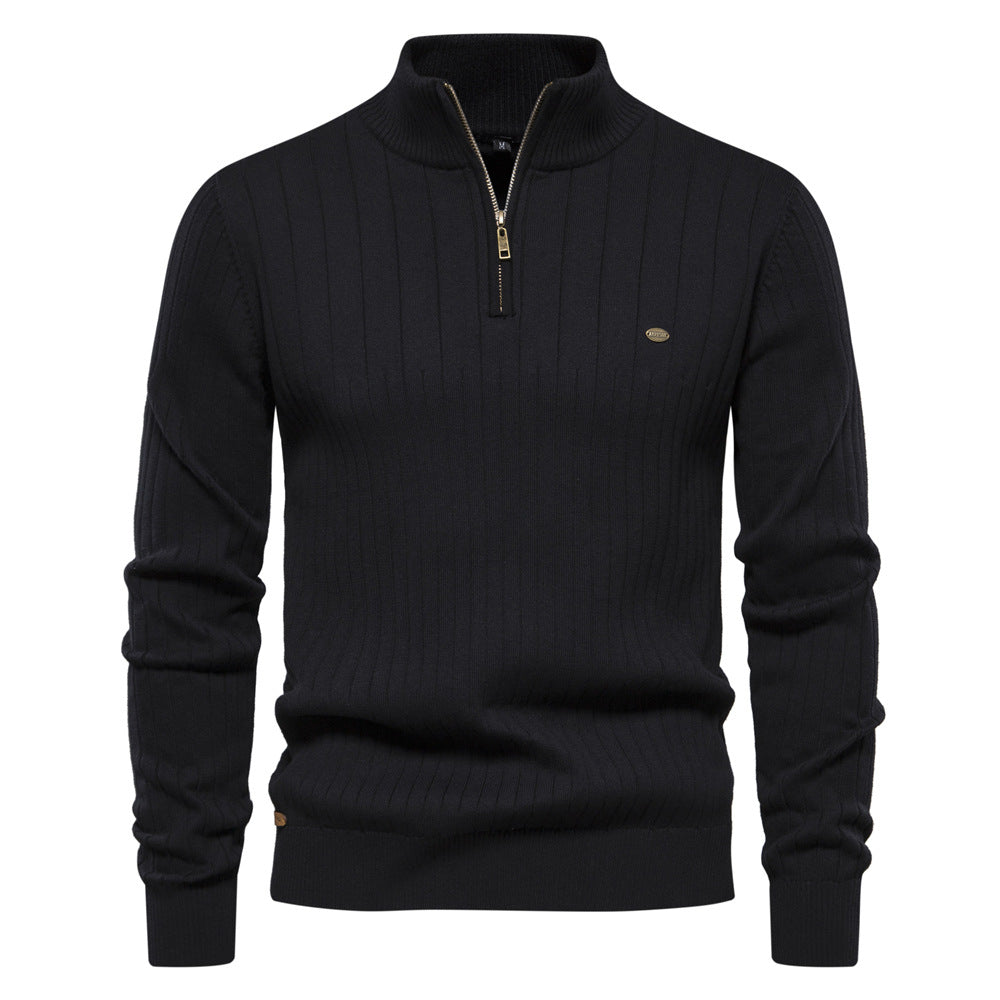 Men's Quarter Zip Sweater Slim Fit Lightweight Knitted Mock Neck Pullover Casual Polo Sweaters