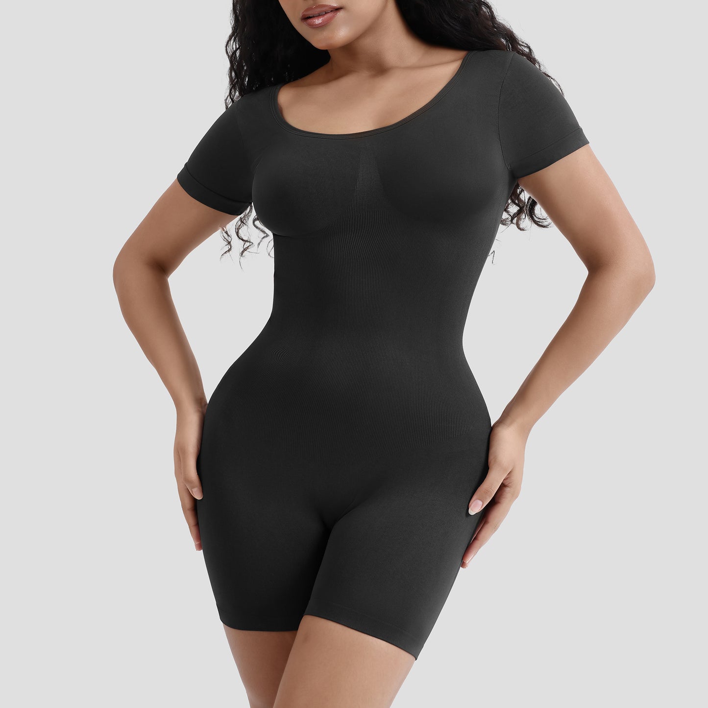 Slimming Bodysuit for Women – Seamless Waist-Shaping Short Sleeve Jumpsuit, Form-Fitting One-Piece Romper, Trendy Slim Fit Outfit