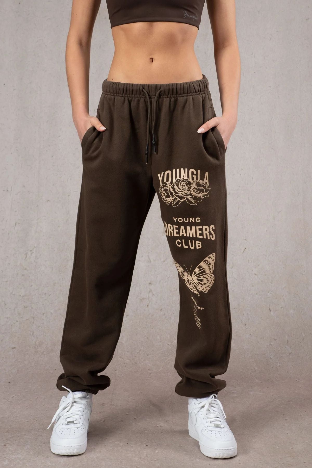 Youngla American Sports Pants Gym Bodybuilding Running Training Pants Cotton Terry Printed Ankle-Tied Trousers