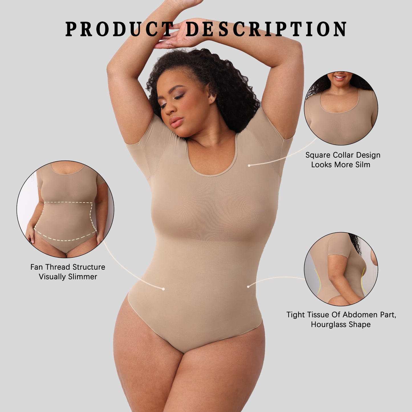 Slimming Bodysuit for Women Slimming Bodysuit for Women Shapewwear Crew Neck Body-Shaping Corsets Short Sleeve Encryption Girdle T-Shaped Corset Skim Shapewear