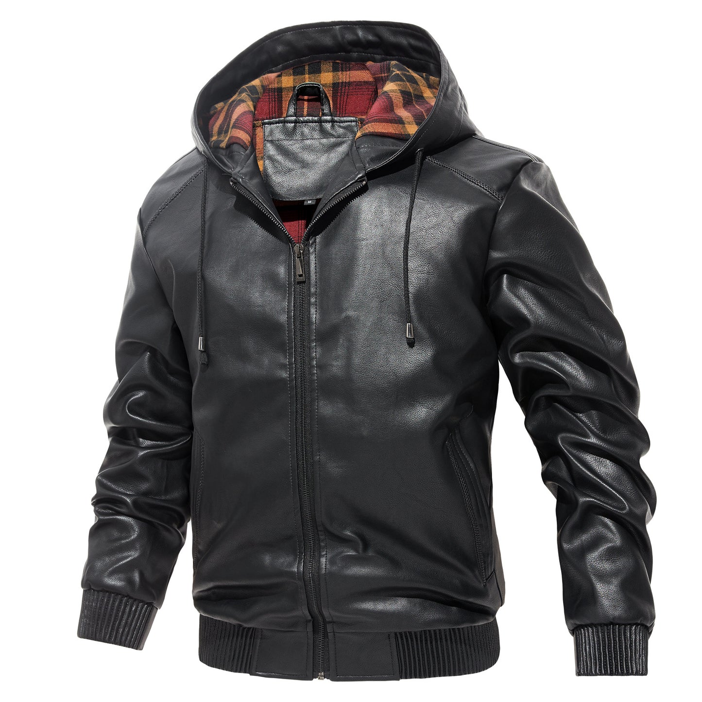 Men's Fur Integrated Hooded Jacket with Lapel Cropped, Multi-Functional Pocket Design Warm Winter Single