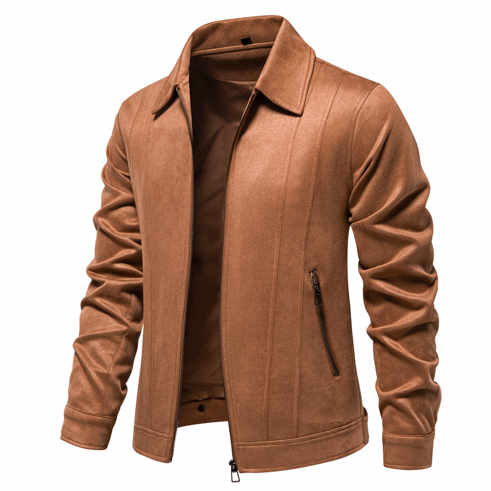 Men's Suede Jacket Trendy Lapel Zipper S-2XL