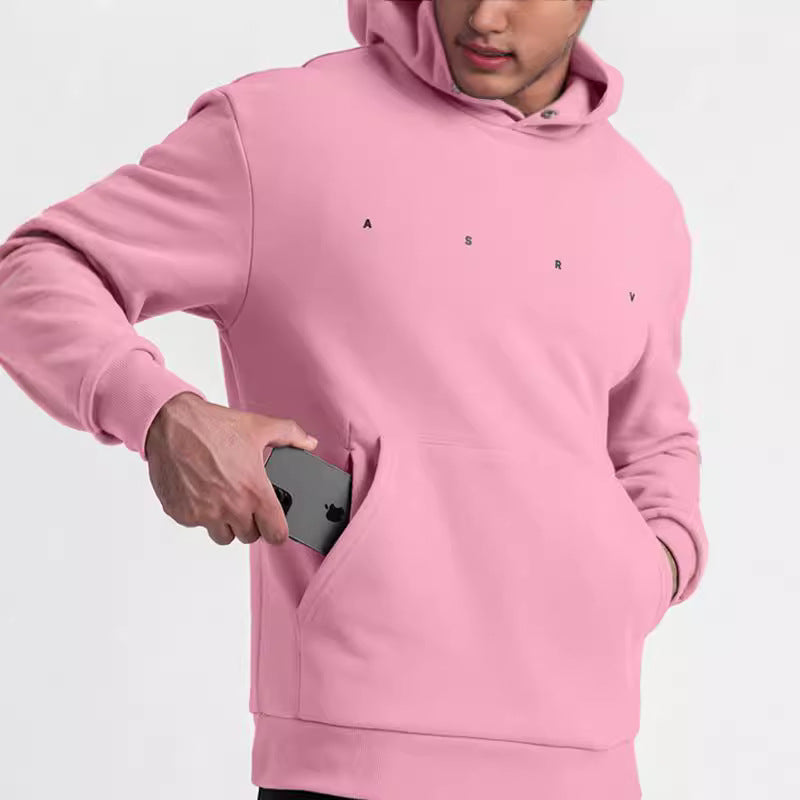 Men's sports hooded sweatshirt, cotton loose solid color warm, large size M-3XL