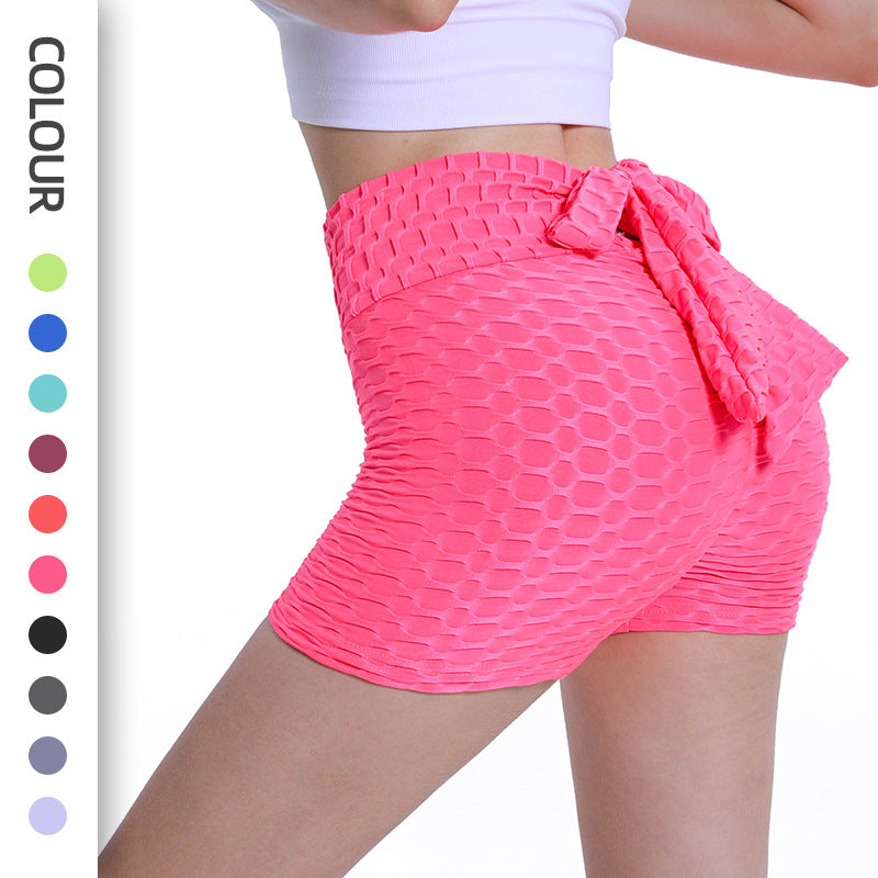 Leggings For Women New Bubble Yoga Pants in Stock Hip Raise High Waist Bow Shorts Women's Slim Sexy Yoga Shorts