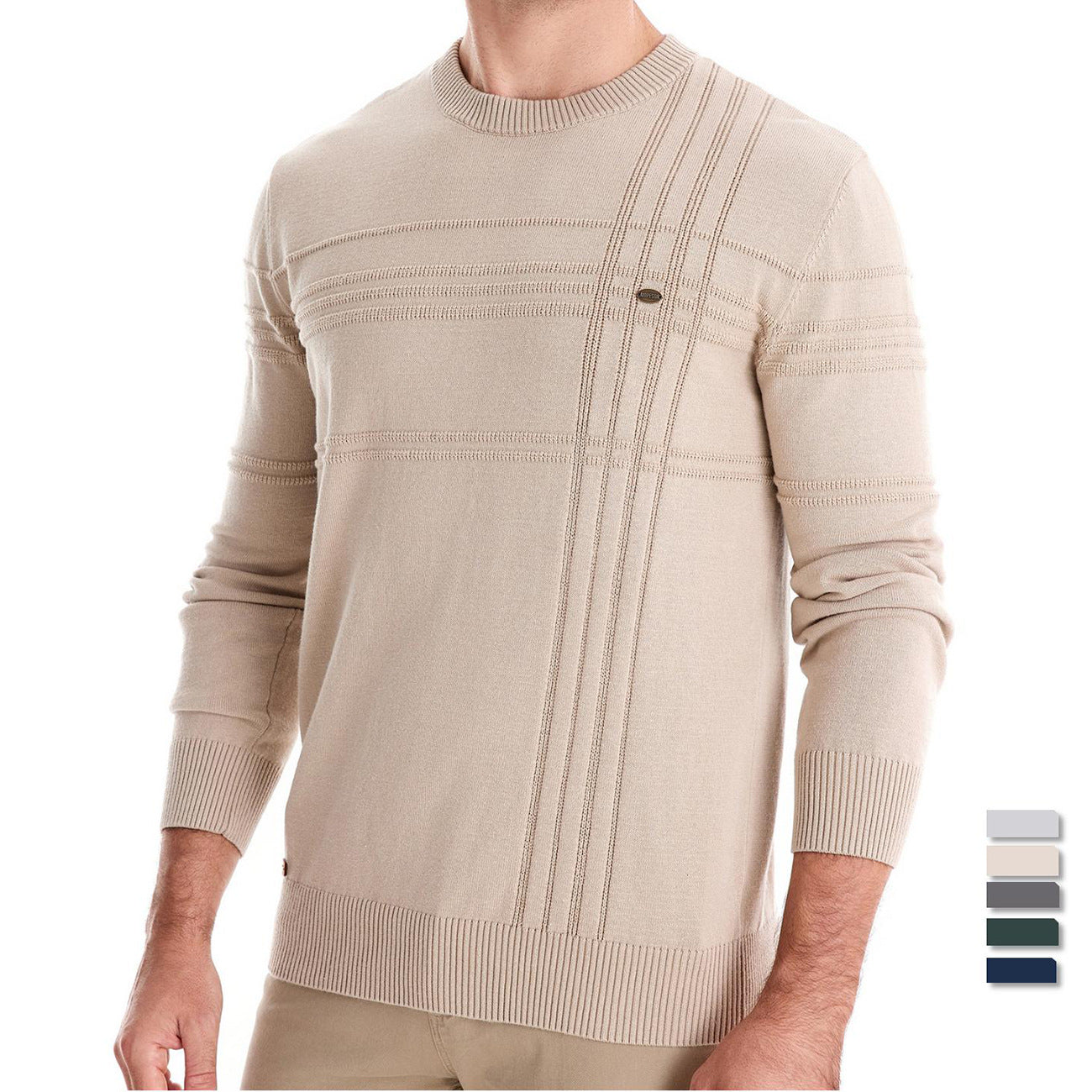 Men's Knit Sweaters Crew Neck Waffle Knit Pullover Raglan Sleeve Sweater S-2XL