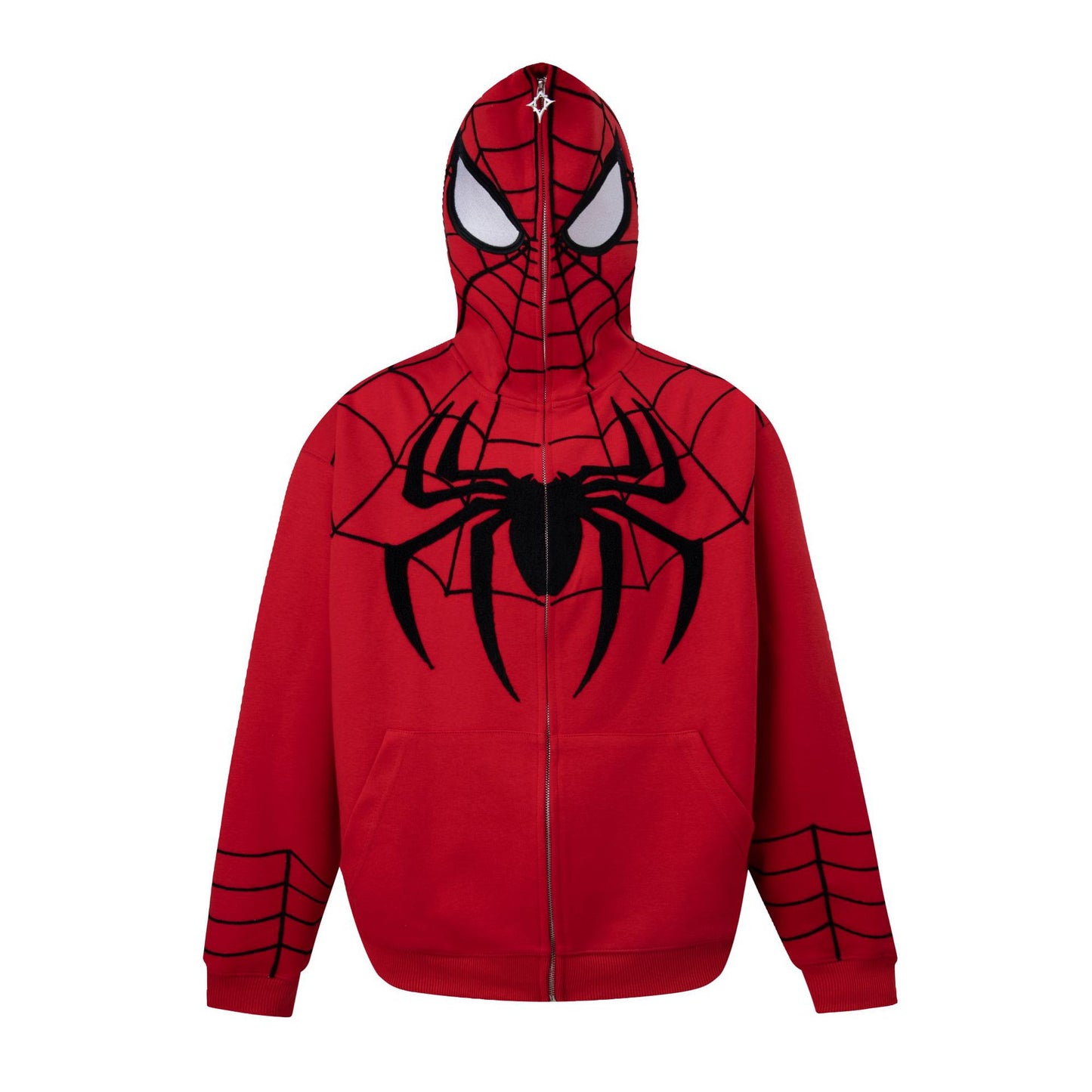 Men's cardigan hooded sweatshirt zipper retro original design sense Spider Man letter embroidery trendy brand M-XL