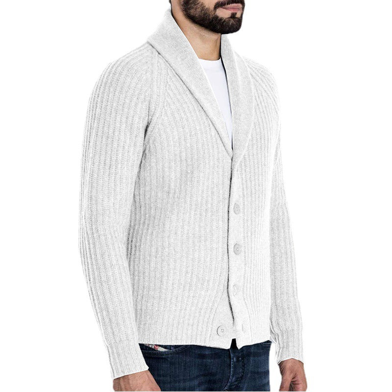 Men's knitted sweater thick thread button cardigan solid color warm loose M-4XL