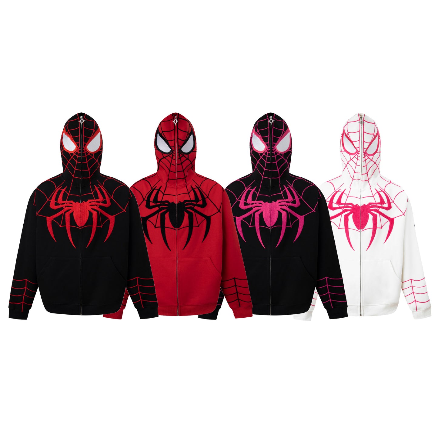 Men's cardigan hooded sweatshirt zipper retro original design sense Spider Man letter embroidery trendy brand M-XL