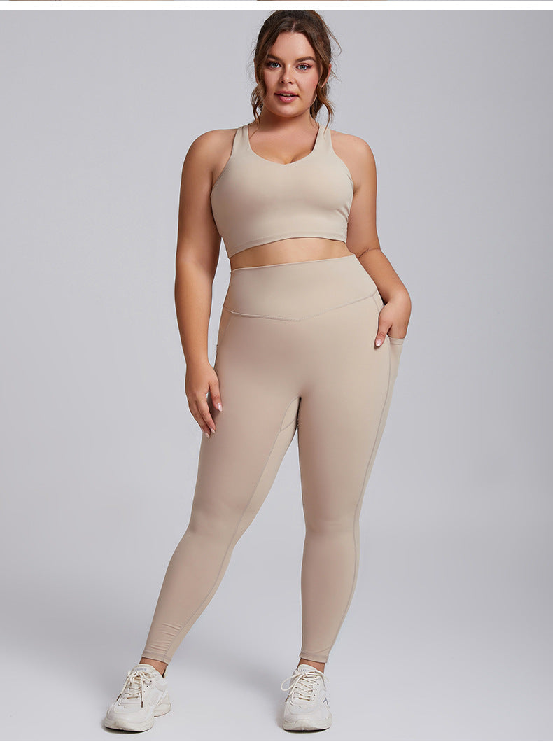 Leggings for Women Sexy plus Size Yoga Wear Suit Women's Tight Sportswear Two-Piece Bra Yoga Pants