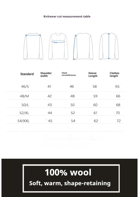Men's Sweater 100% Pure Cardigan Autumn Winter Crew Neck Sweater Men's Thermal Base Layer