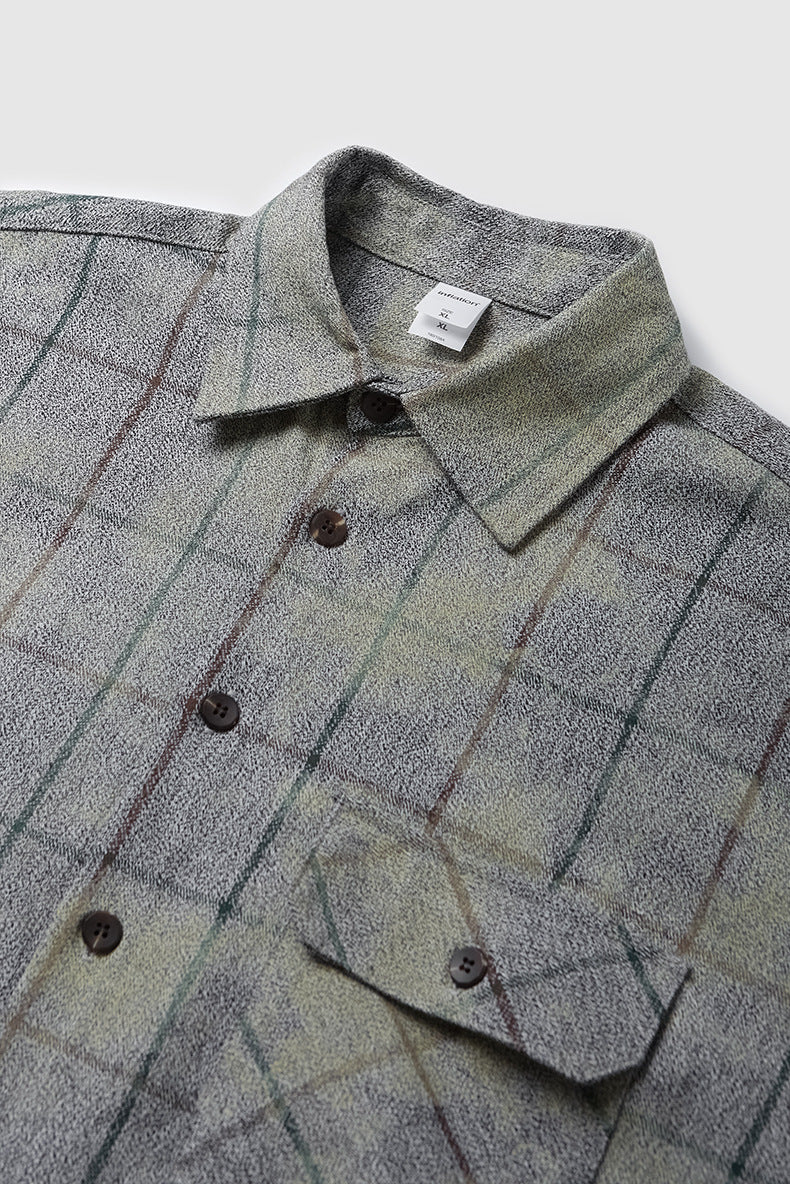 Men's Shirts New Batik Plaid Shirt New Retro Trendy Casual Loose Long Sleeve Shirt