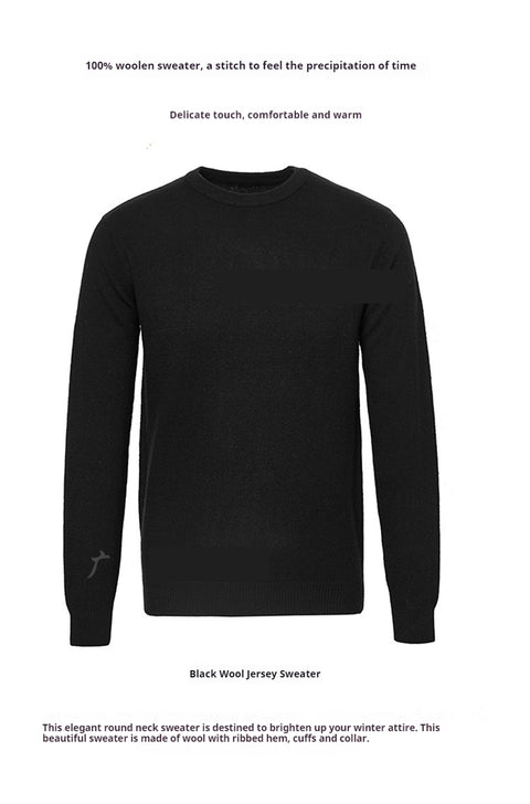 Men's Sweater 100% Pure Cardigan Autumn Winter Crew Neck Sweater Men's Thermal Base Layer