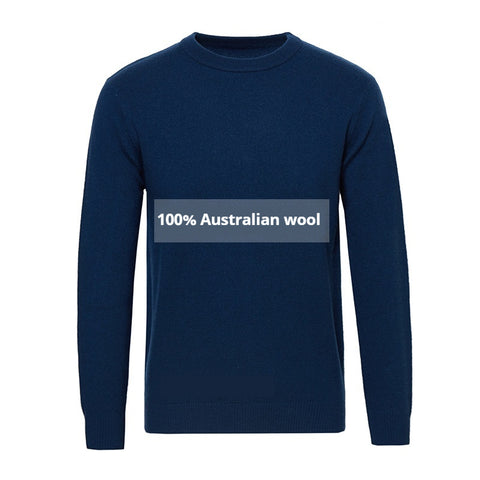 Men's Sweater 100% Pure Cardigan Autumn Winter Crew Neck Sweater Men's Thermal Base Layer