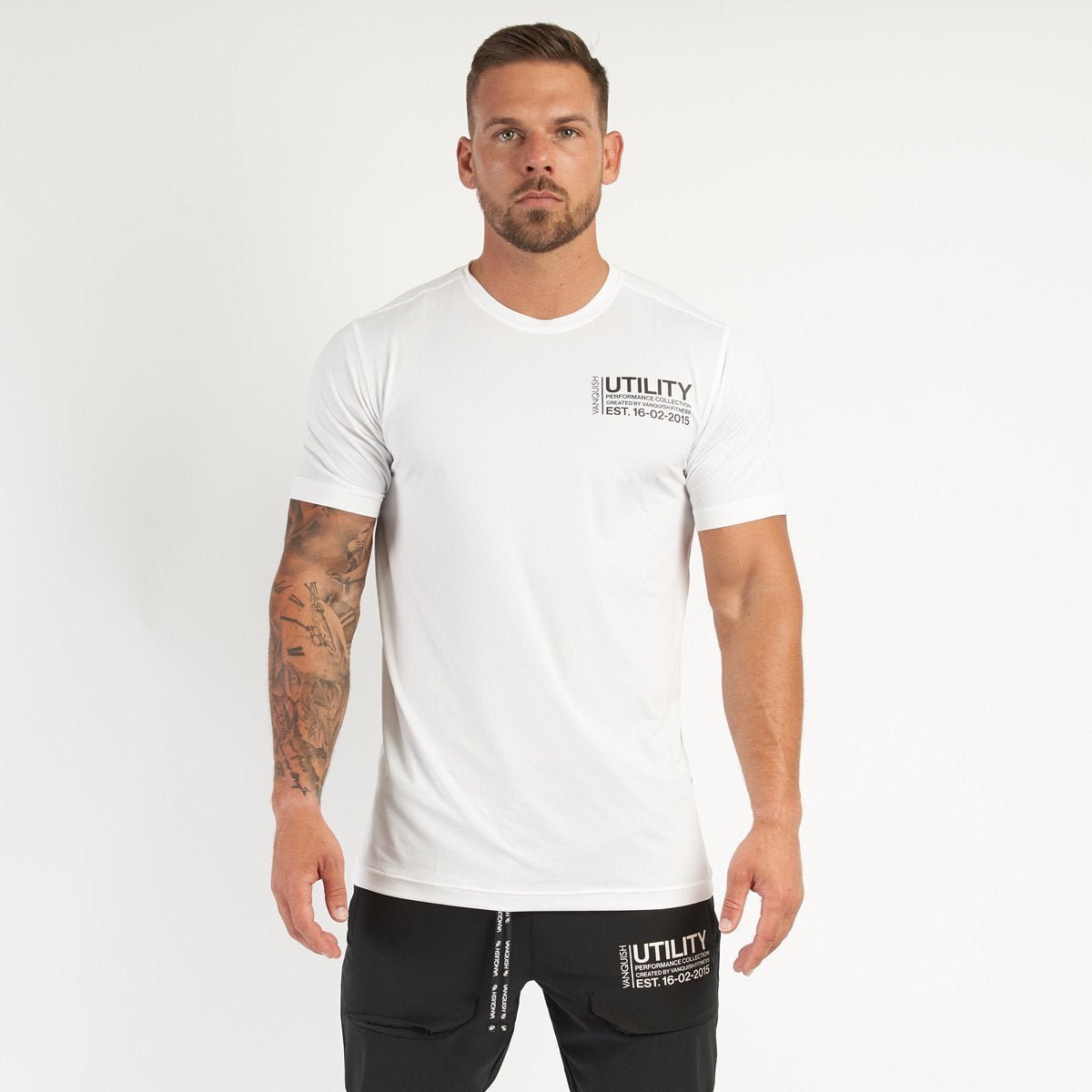 Vanquish Men's Cotton T-shirt Slim Fit Crew Neck Casual Patchwork Short Sleeve Gym Sports Training Wear