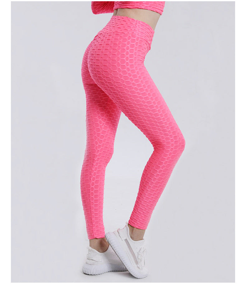 Leggings For Women Leggings Workout Elastic Sports Hip Raise High Waist Tights Breathable Jacquard plus Size Bubble Yoga Pants