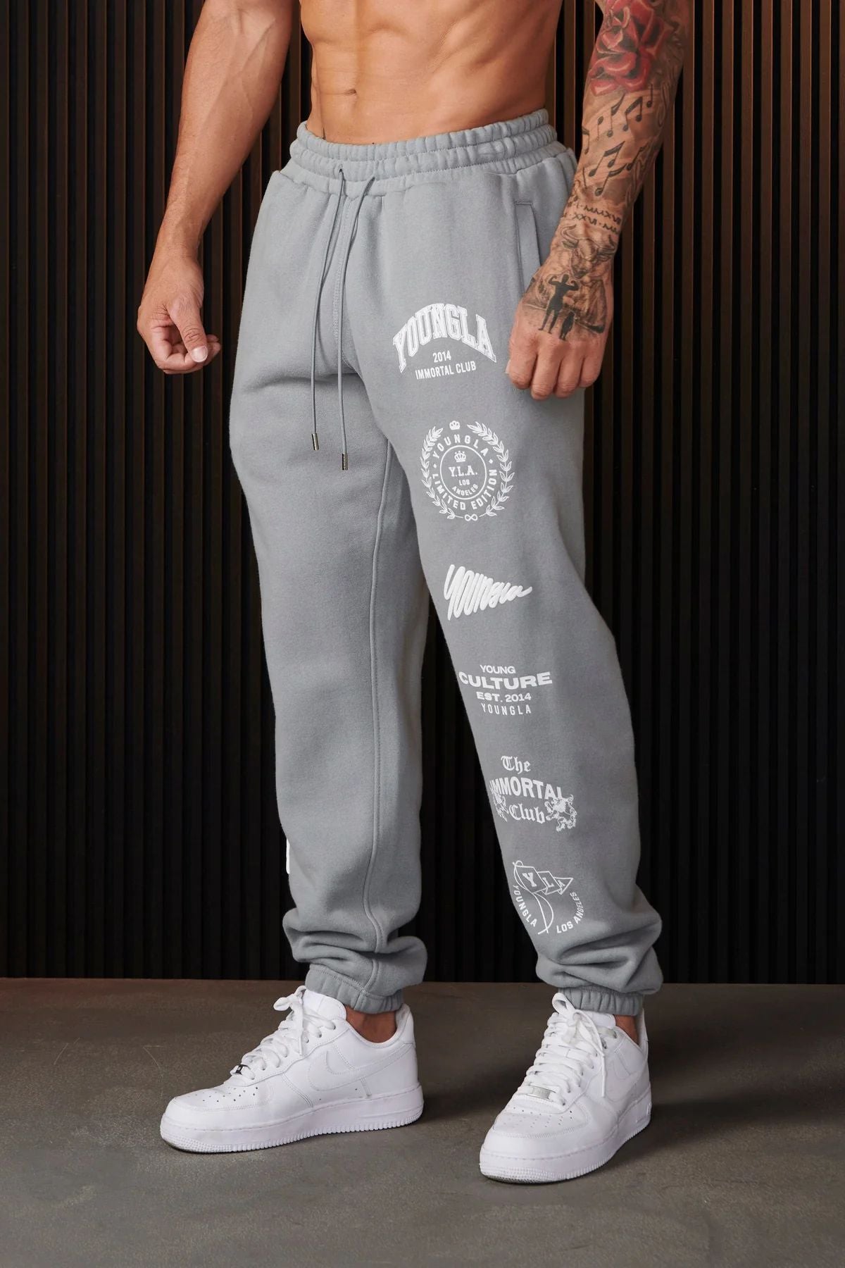 Men's Long Track Sweatpants Printed Ankle-Tied Design Leisure Fitness Essential