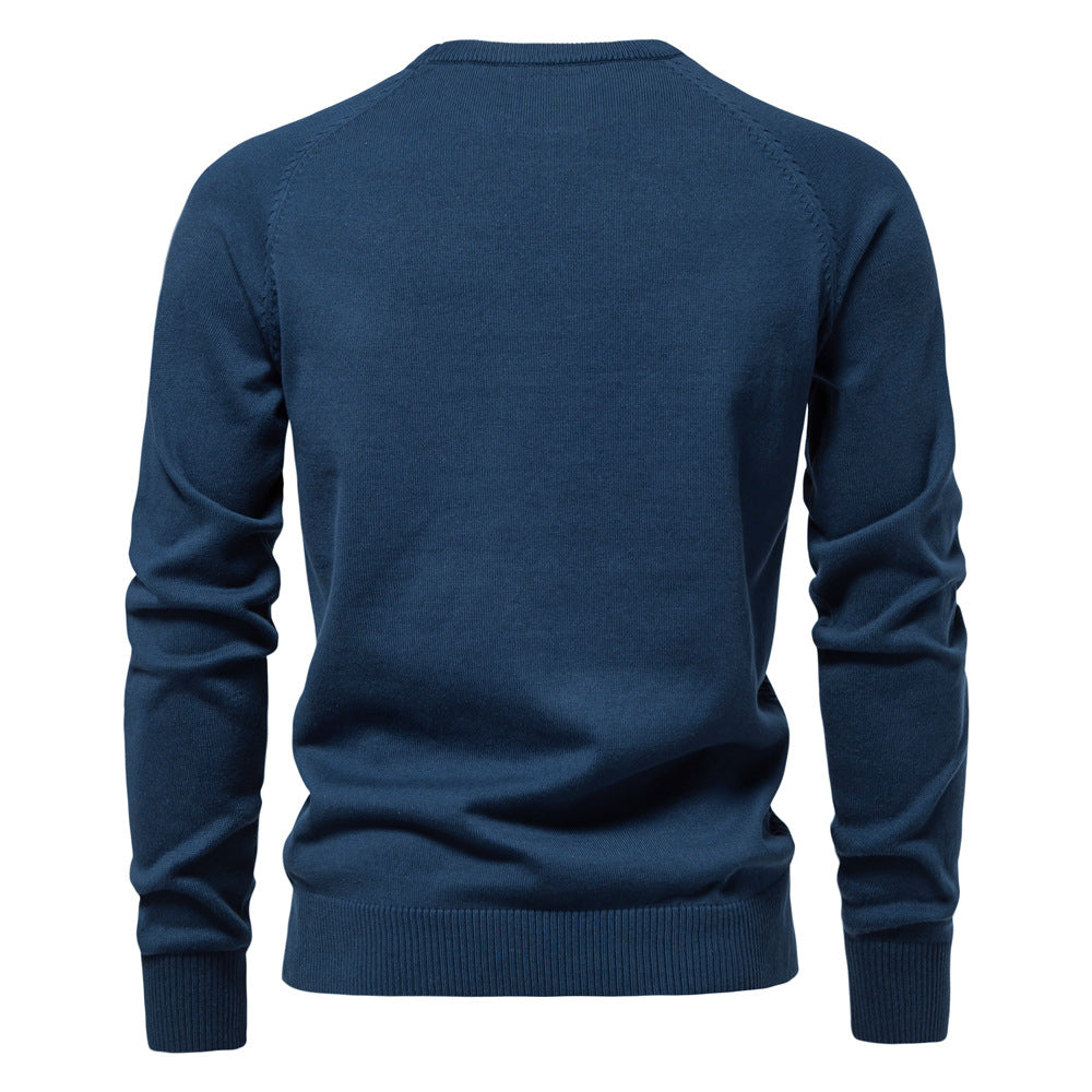 Men's Knitted Cotton Sweater Solid Color Casual Sweater S-2XL Knitted Sweater