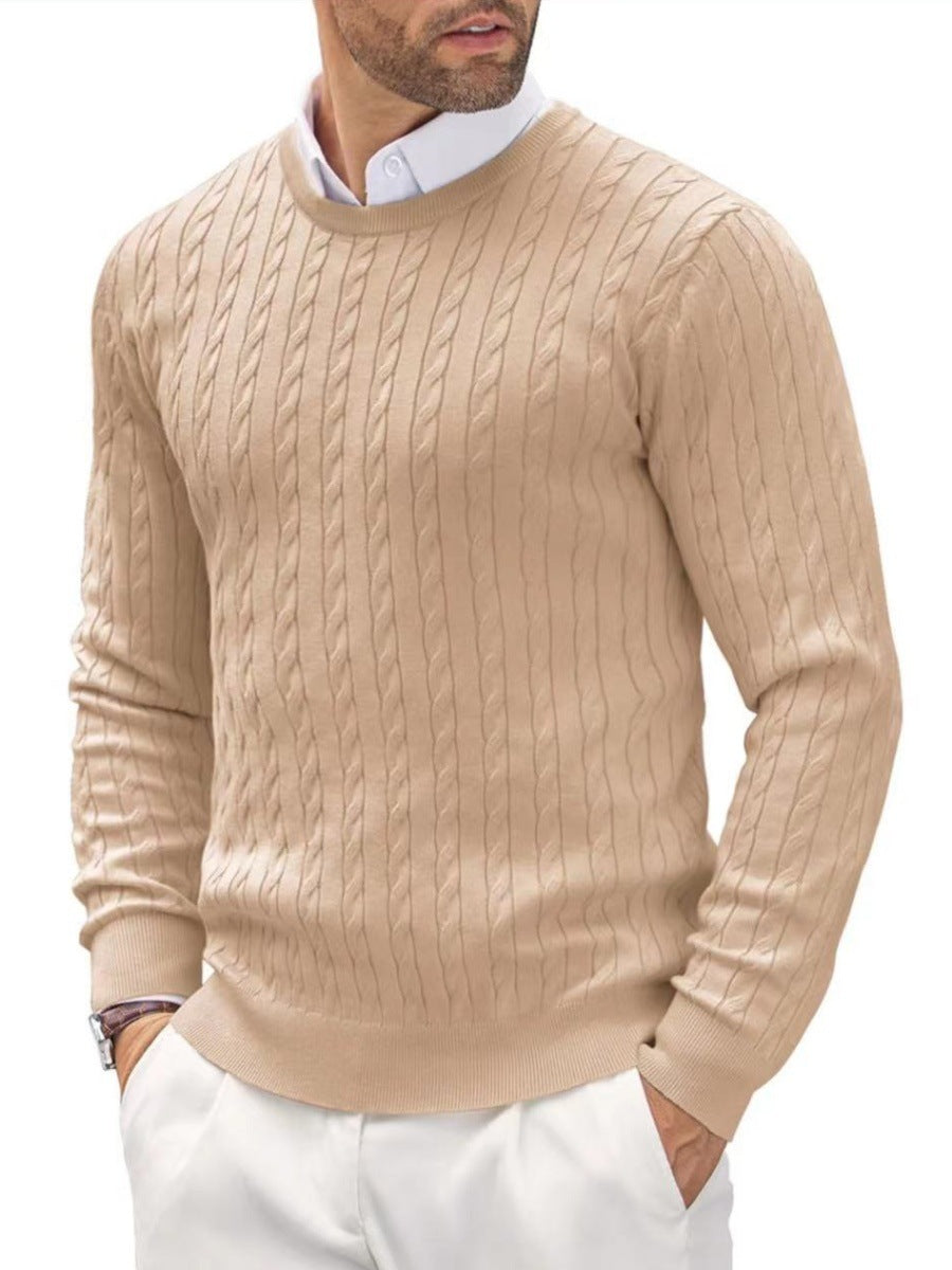 Men's knitted sweater with twisted lapel and warm loose design M-4XL