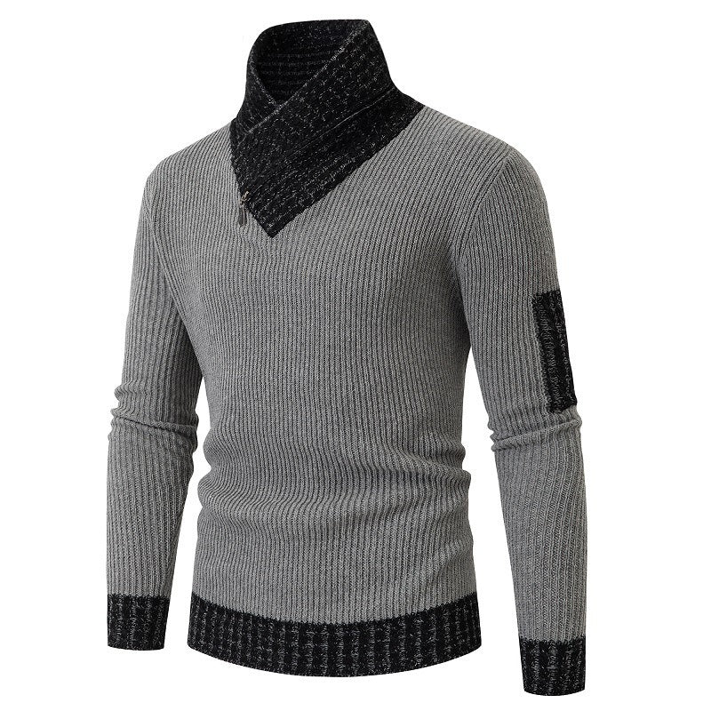 Men's Knitted Sweater Scarf Collar Warm Loose Design M-4XL