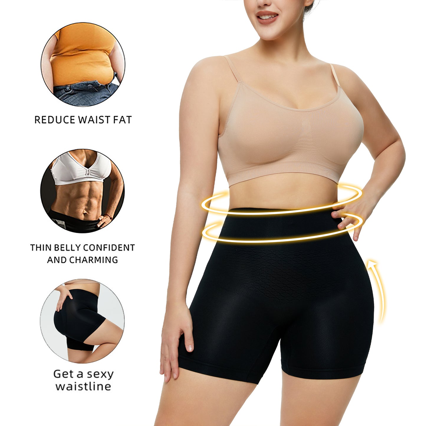 Slim Bodysuit for Women Summer Thin Belly Contraction Butt-Lift Underwear Powerful Postpartum High-Waist Sculpting Pants Corset Hip Fake Butt Bodybuilding Safety Pants