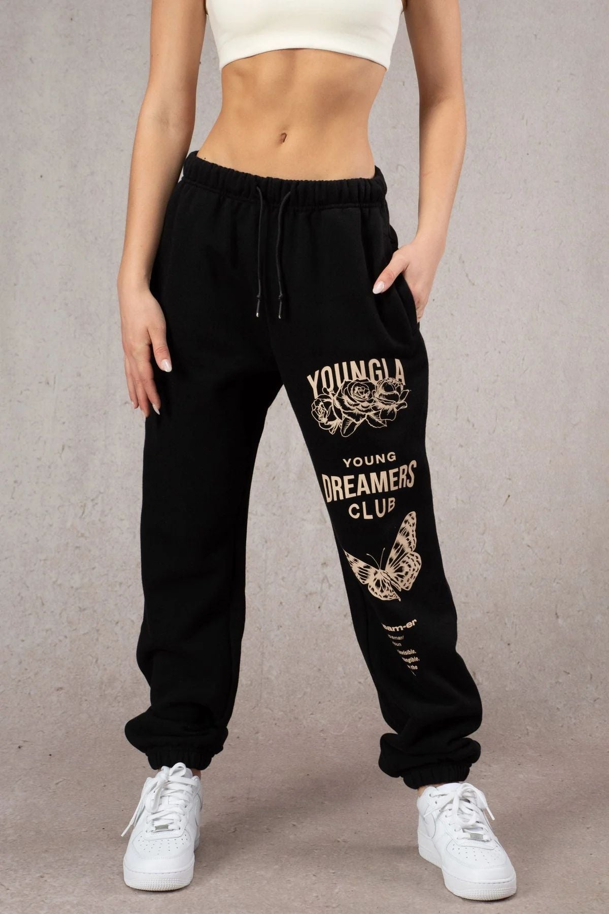 Youngla American Sports Pants Gym Bodybuilding Running Training Pants Cotton Terry Printed Ankle-Tied Trousers