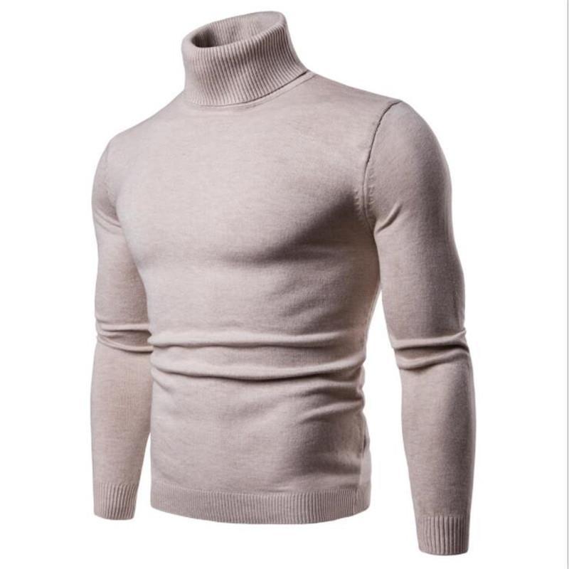 Men's Knitted Sweater Turtleneck Solid Color Warm Loose Design M-4XL