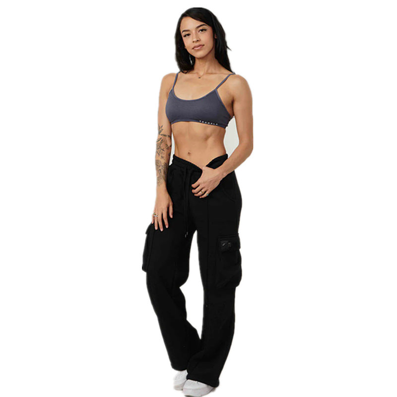 YOUNGLA New Women's Sweatpants Gym Bodybuilding Running Training Pants Cotton Terry Cargo Pants