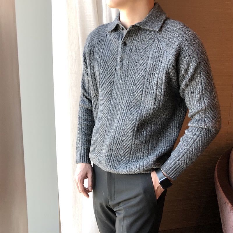 Mens Knitted Sweaters Cardigan Sweater Vintage Striped V-Neck Long Sleeve Button Down M-3XL