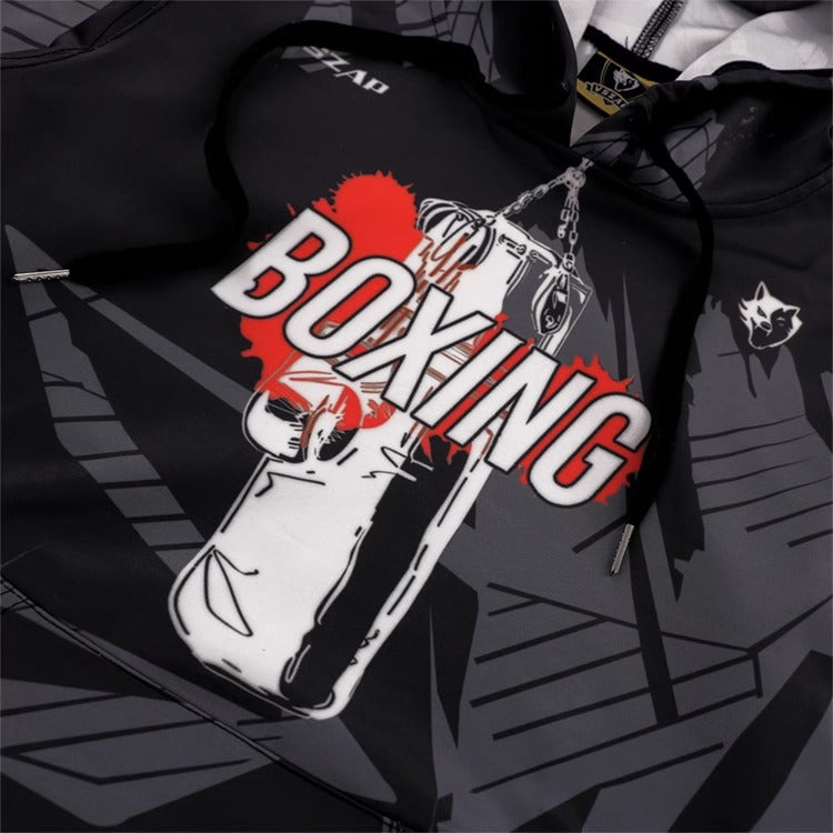 Vszap Fighting Boxing Suit Fitness Sweater Sports Long-Sleeved Hoodie Training UFC Pullover Coat Fighting Men