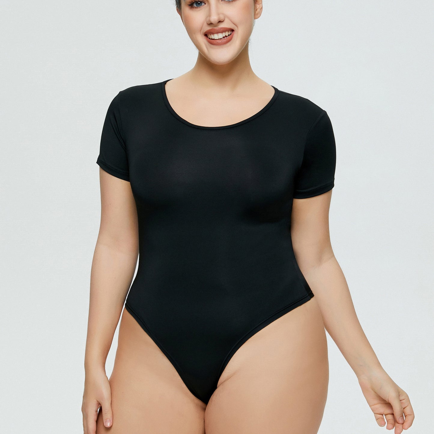 Slim bodysuit for women fashion hot sale plus size women's close-fitting union suit all-matching base round neck short sleeve one-piece briefs