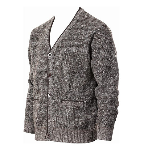 Men's Knitted fleece-lined Cardigan V-neck Knitted Sweater for Middle-aged and Elderly Business Casual Sweater